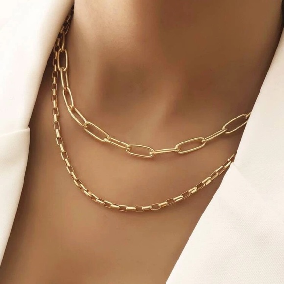 LAST one! Gold chain choker necklaces (set of 2)